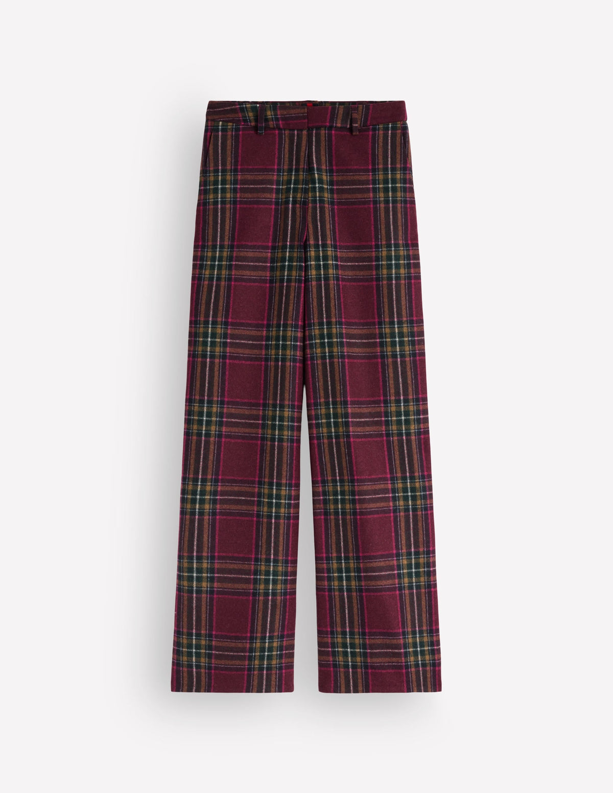 Belgravia Wool Blend Trousers-Maroon And Olive Check