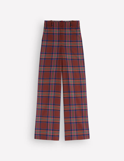 Belgravia Wool Blend Trousers-Brown, Blue, and Pink Check