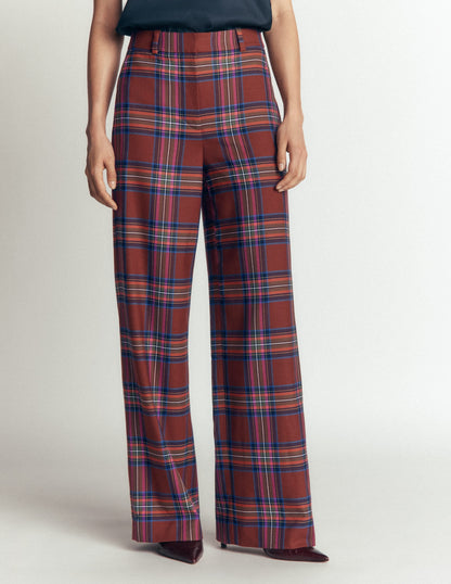 Belgravia Wool Blend Trousers-Brown, Blue, and Pink Check