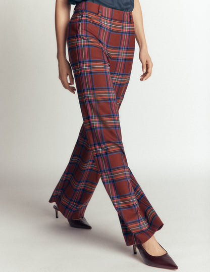 Belgravia Wool Blend Trousers-Brown, Blue, and Pink Check