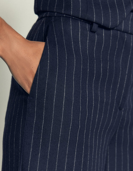 Belgravia Wool Blend Trousers-Navy Pinstripe