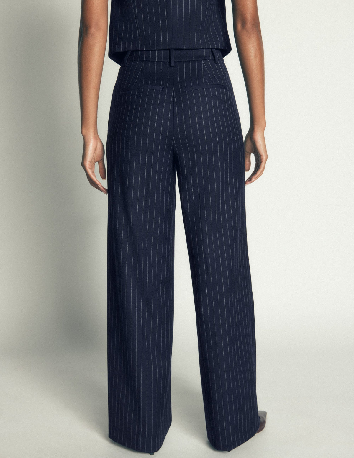 Belgravia Wool Blend Trousers-Navy Pinstripe