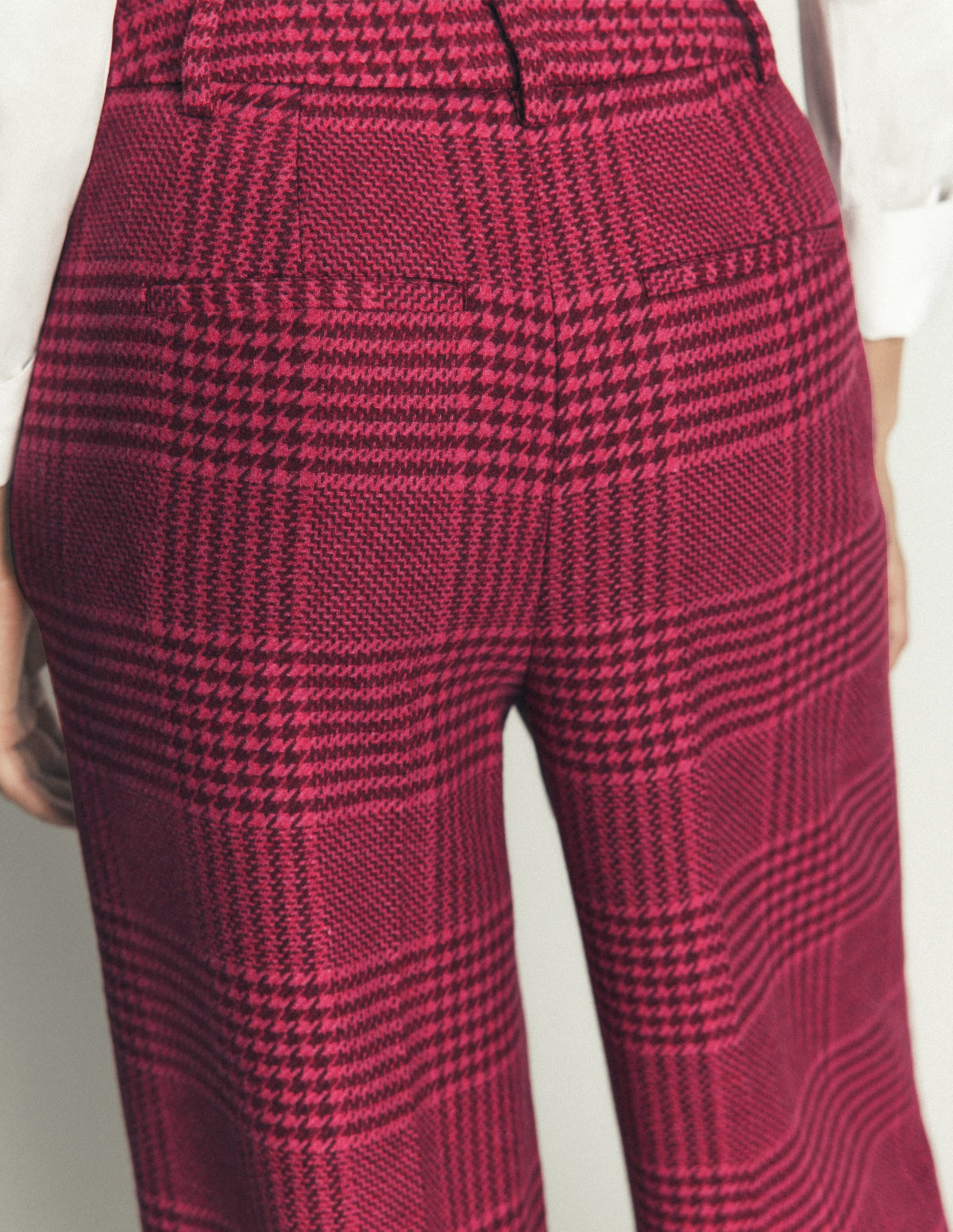 Belgravia Wool Blend Trousers-Pink and Maroon Check