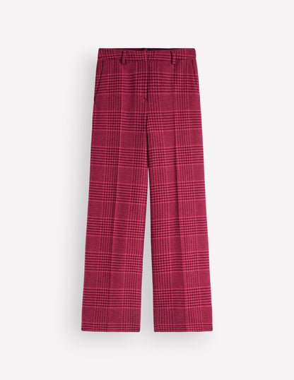 Belgravia Wool Blend Trousers-Pink and Maroon Check
