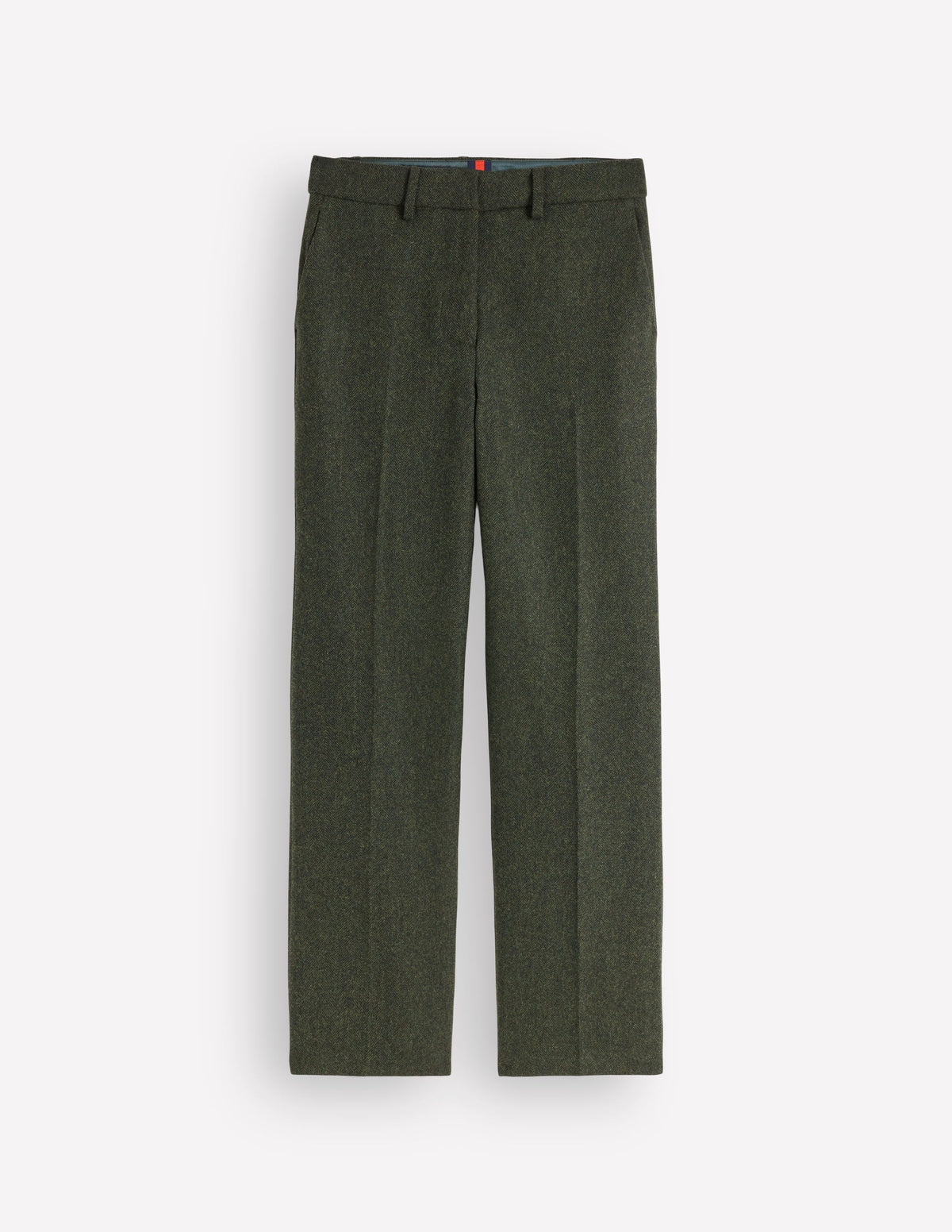 Canonbury Wool Blend Trousers-Dark Green Herringbone