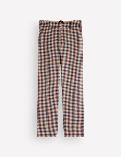Canonbury Wool Blend Trousers-Ivory, Blue and Maroon Check