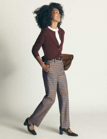 Canonbury Wool Blend Trousers-Ivory, Blue and Maroon Check