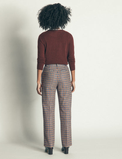 Canonbury Wool Blend Trousers-Ivory, Blue and Maroon Check