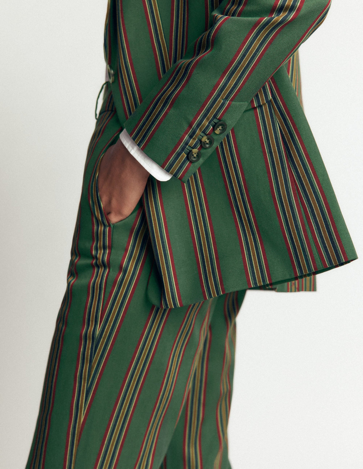 Canonbury Tailored Trousers-Green Stripe
