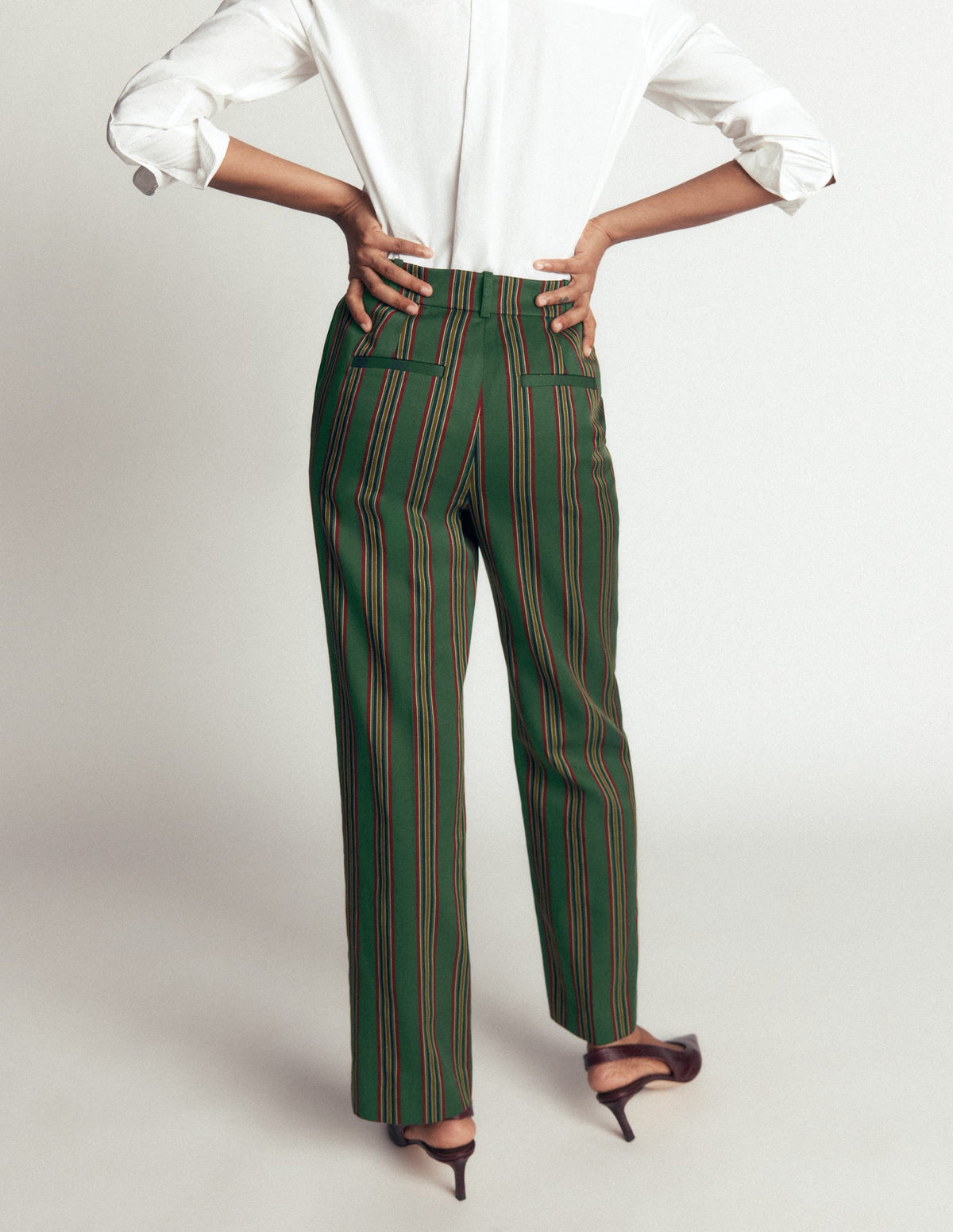 Canonbury Tailored Trousers-Green Stripe