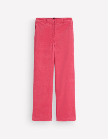 Fitzrovia Cord Column Trousers-Cherry Blush