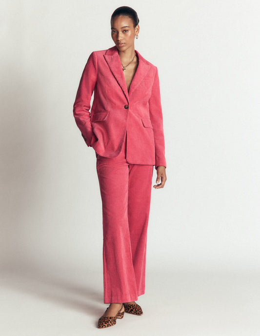Fitzrovia Cord Column Trousers-Cherry Blush