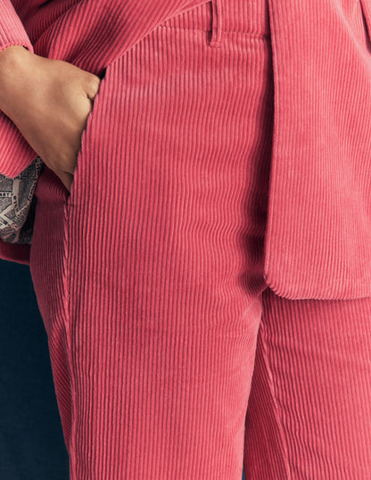 Fitzrovia Cord Column Trousers-Cherry Blush