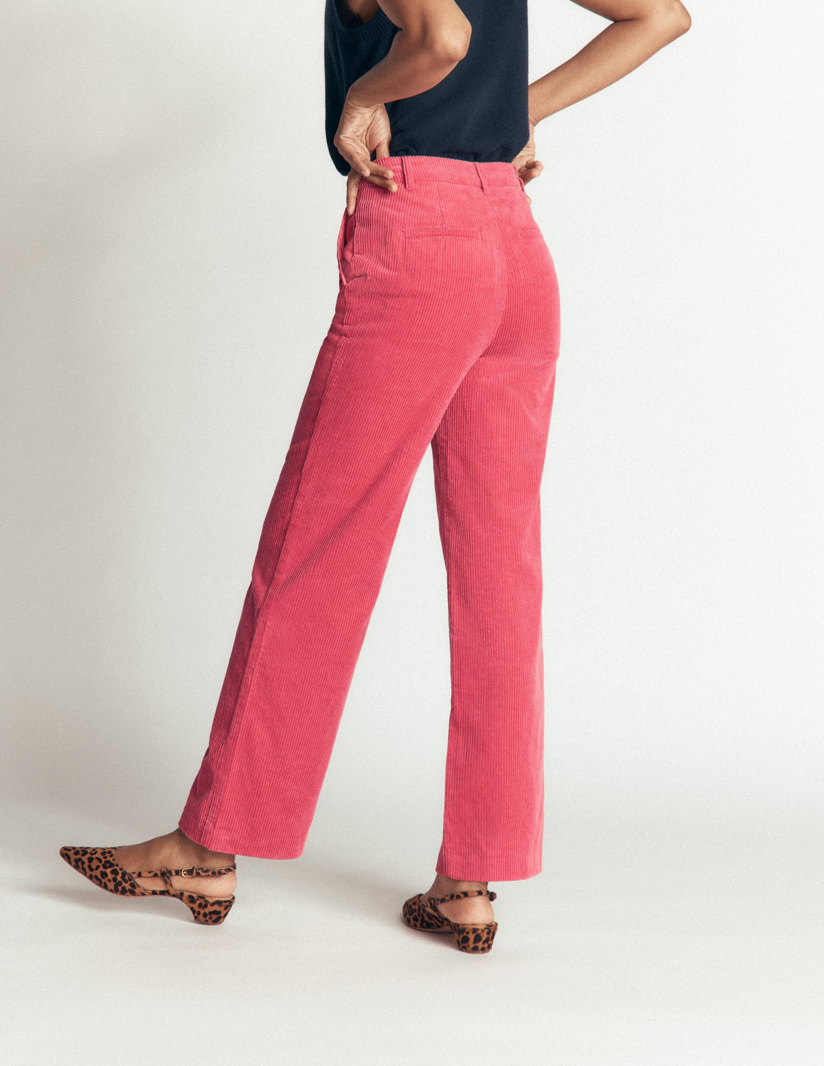 Fitzrovia Cord Column Trousers-Cherry Blush