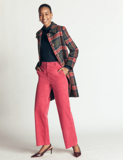 Fitzrovia Cord Column Trousers-Cherry Blush