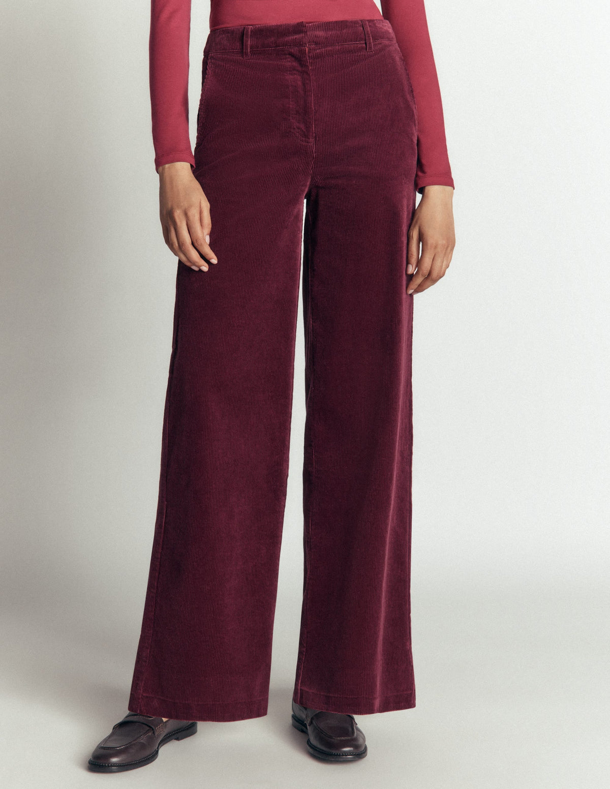 Belgravia Cord Trousers-Dark Crimson