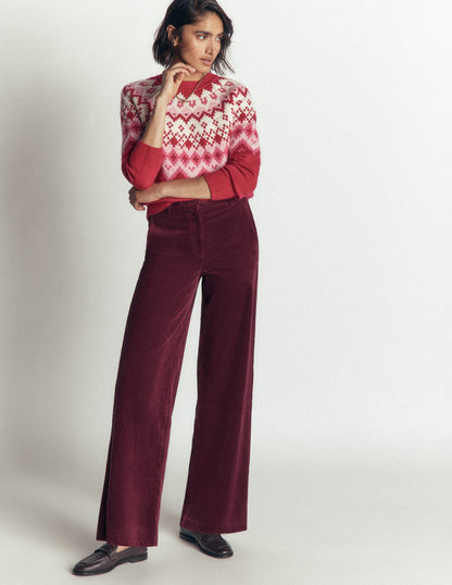 Belgravia Cord Trousers-Dark Crimson