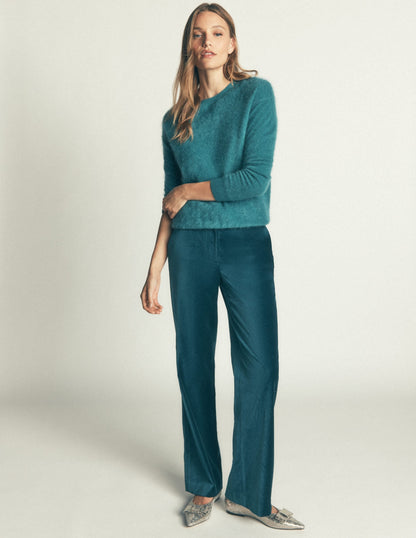Fitzrovia Velvet Trousers-Teal Ocean