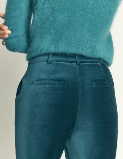 Fitzrovia Velvet Trousers-Teal Ocean