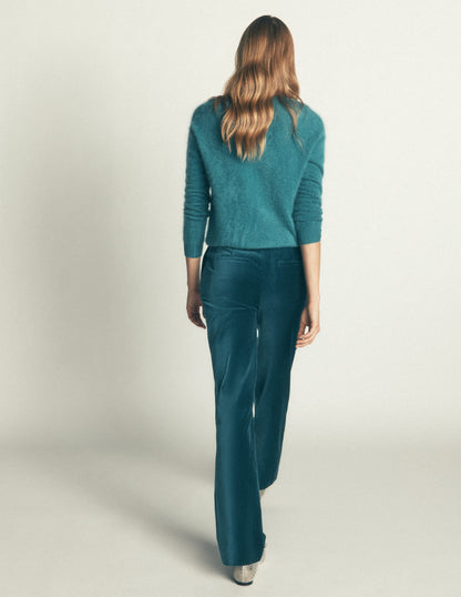 Fitzrovia Velvet Trousers-Teal Ocean