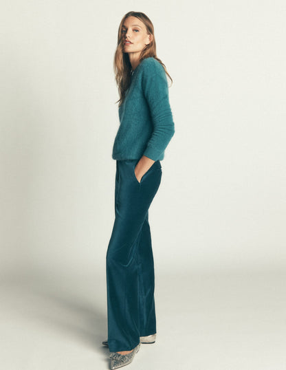 Fitzrovia Velvet Trousers-Teal Ocean