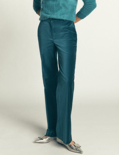 Fitzrovia Velvet Trousers-Teal Ocean