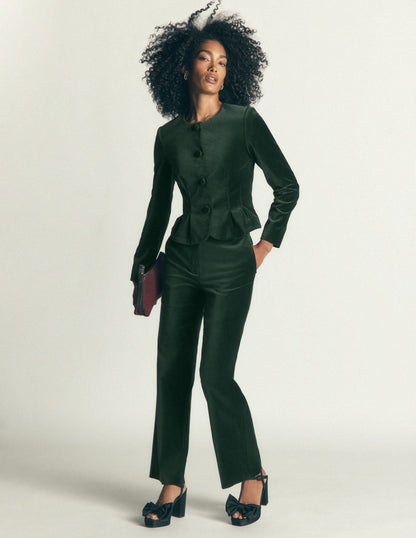 Canonbury Velvet Trousers-Midnight Emerald