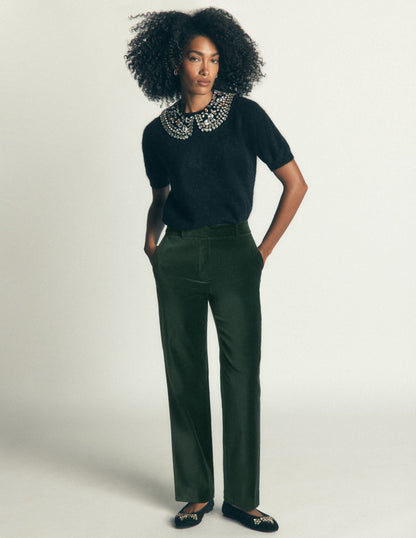 Canonbury Velvet Trousers-Midnight Emerald