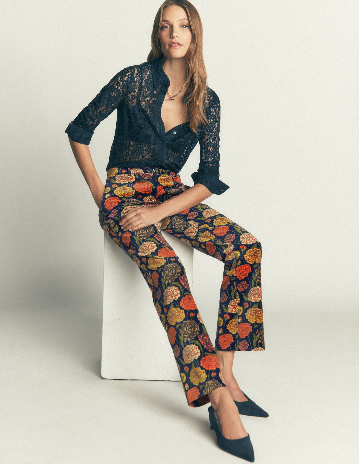 Canonbury Velvet Trousers-Floral Print