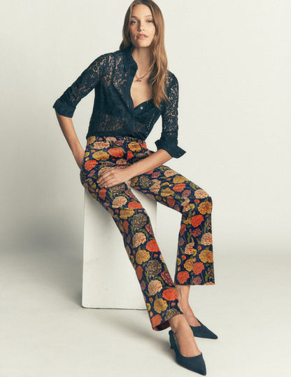 Canonbury Velvet Trousers-Floral Print