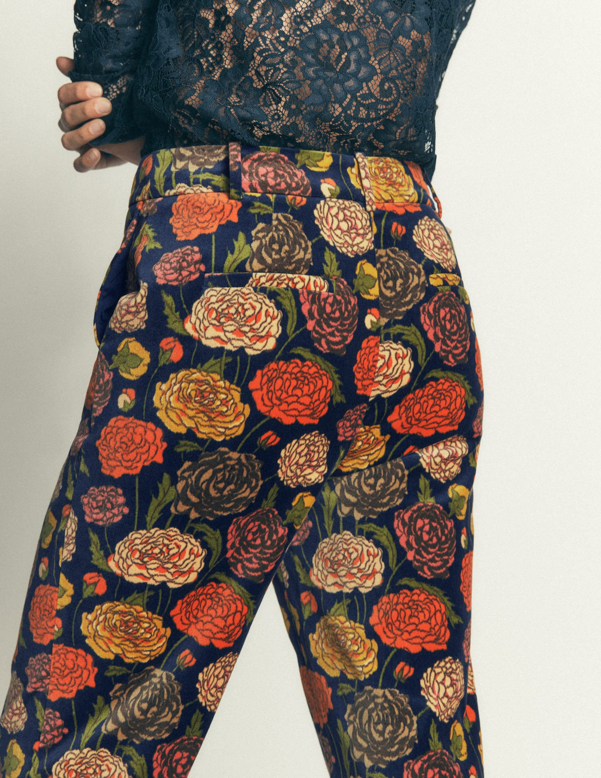 Canonbury Velvet Trousers-Floral Print