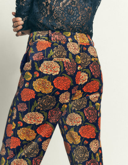 Canonbury Velvet Trousers-Floral Print