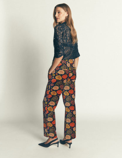 Canonbury Velvet Trousers-Floral Print