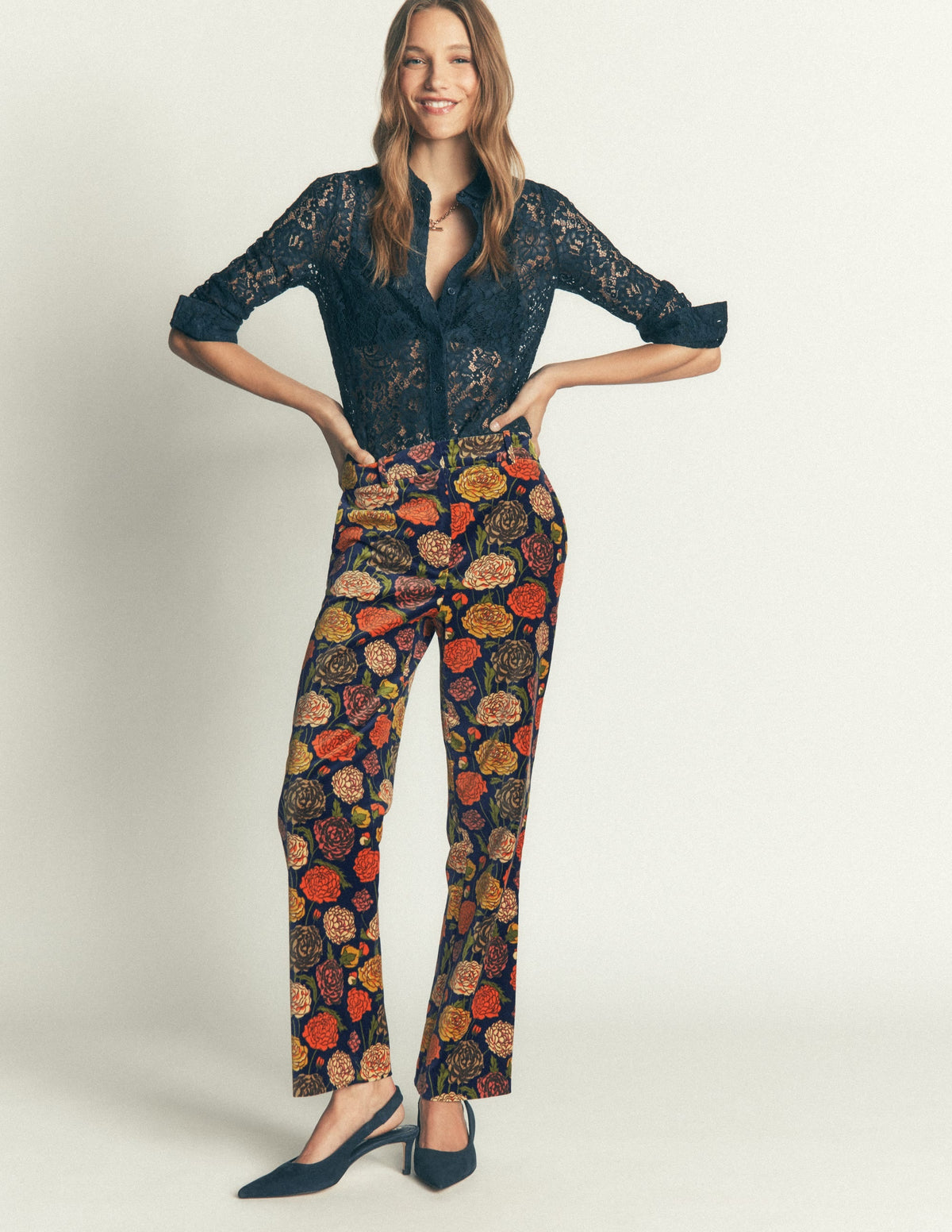 Canonbury Velvet Trousers-Floral Print