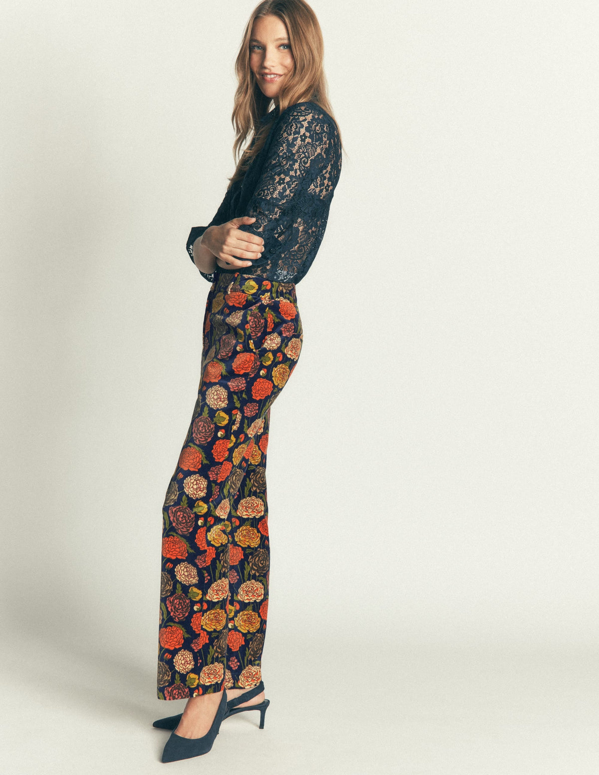 Canonbury Velvet Trousers-Floral Print