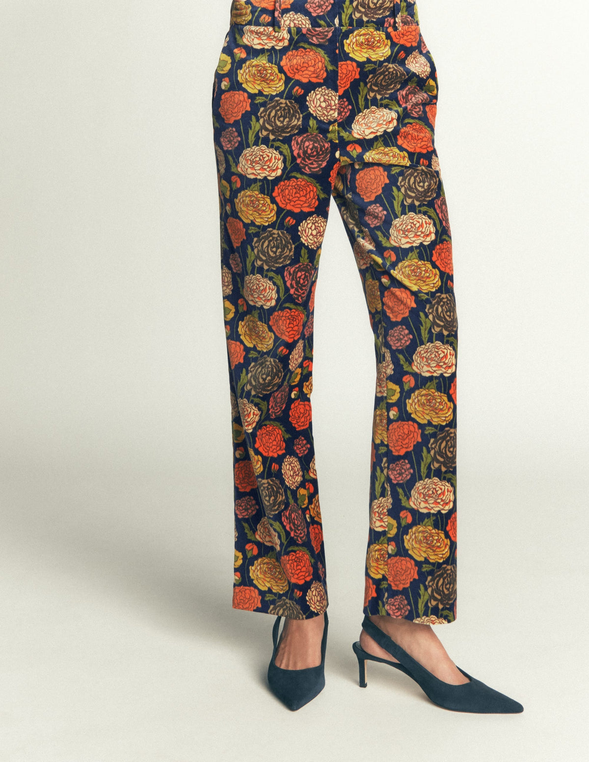 Canonbury Velvet Trousers-Floral Print