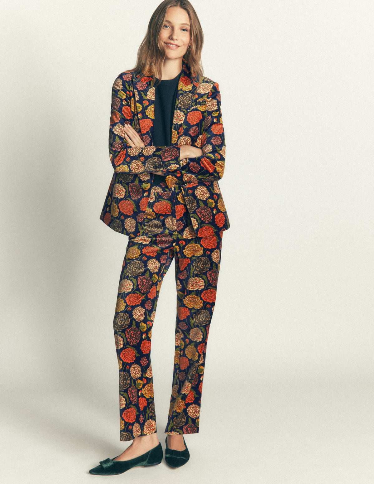 Canonbury Velvet Trousers-Floral Print