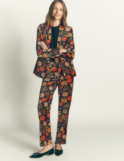 Canonbury Velvet Trousers-Floral Print