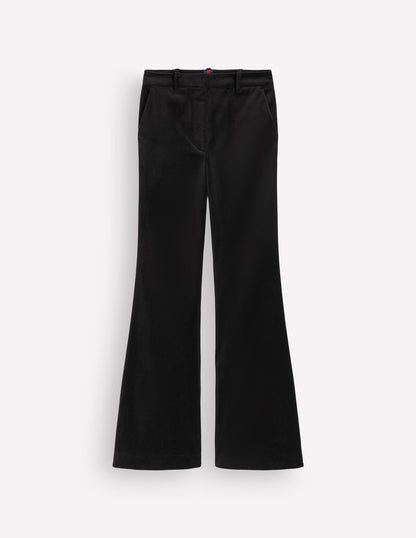 Flare Velvet Trousers-Black