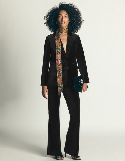Flare Velvet Trousers-Black