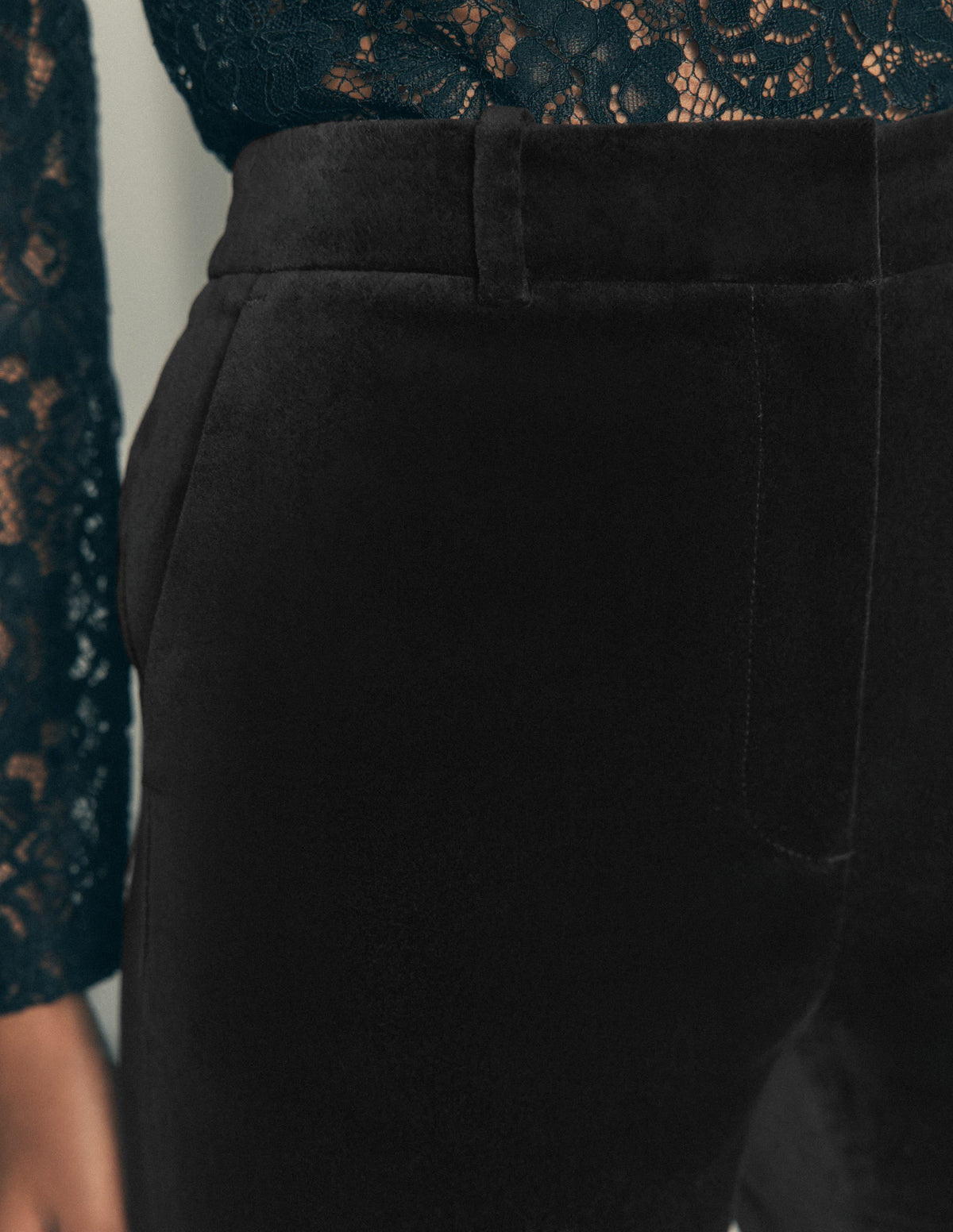 Flare Velvet Trousers-Black