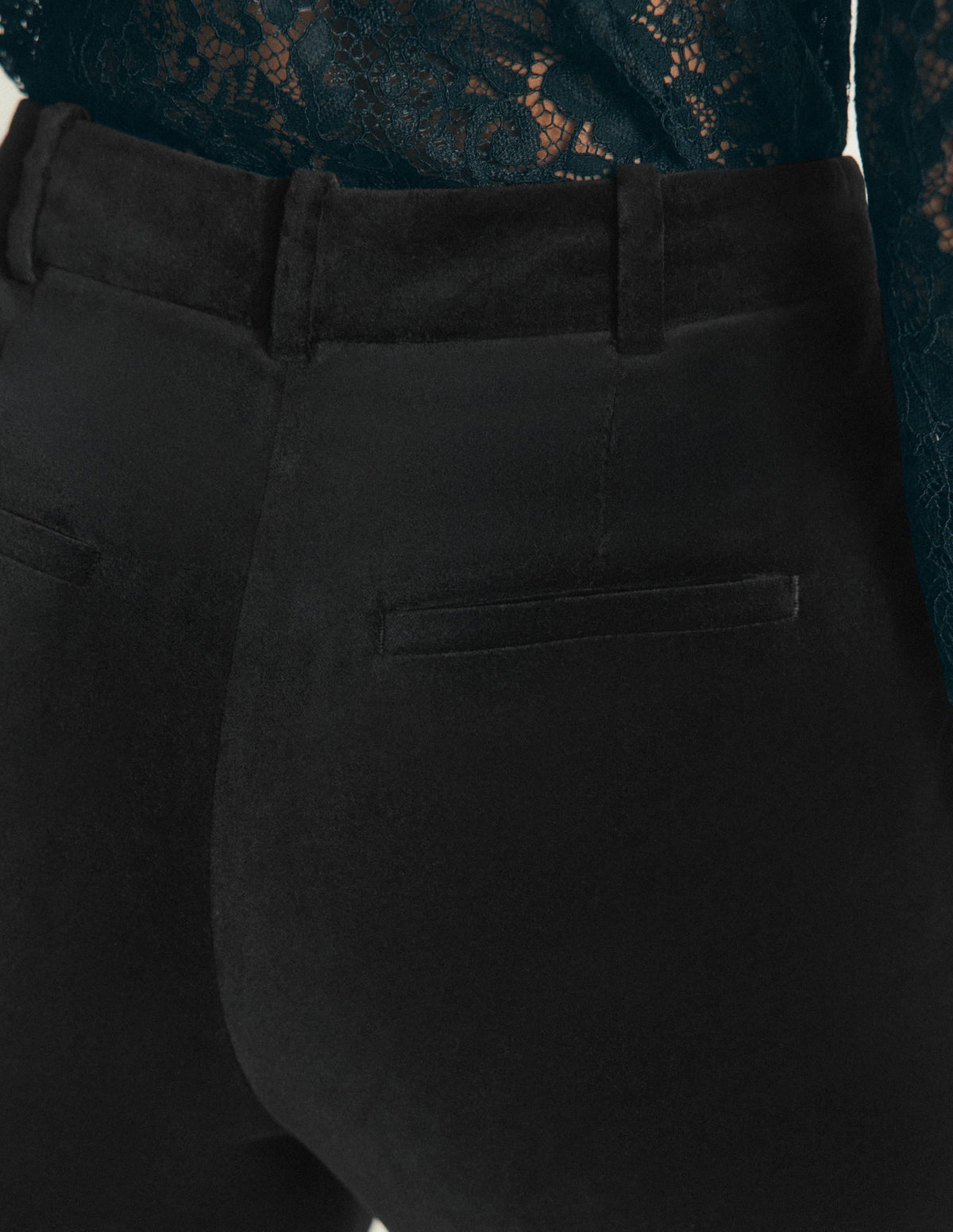 Flare Velvet Trousers-Black