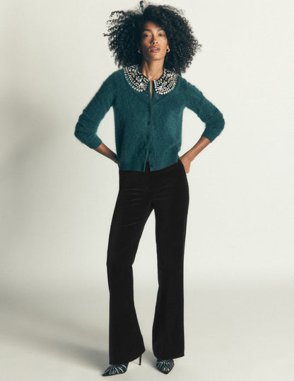 Flare Velvet Trousers-Black