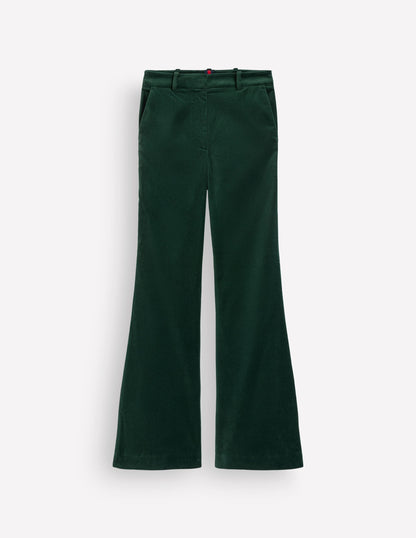 Flare Velvet Trousers-Midnight Emerald