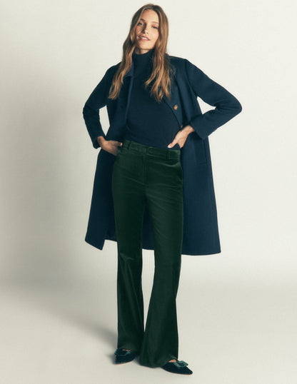 Flare Velvet Trousers-Midnight Emerald