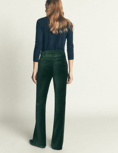 Flare Velvet Trousers-Midnight Emerald