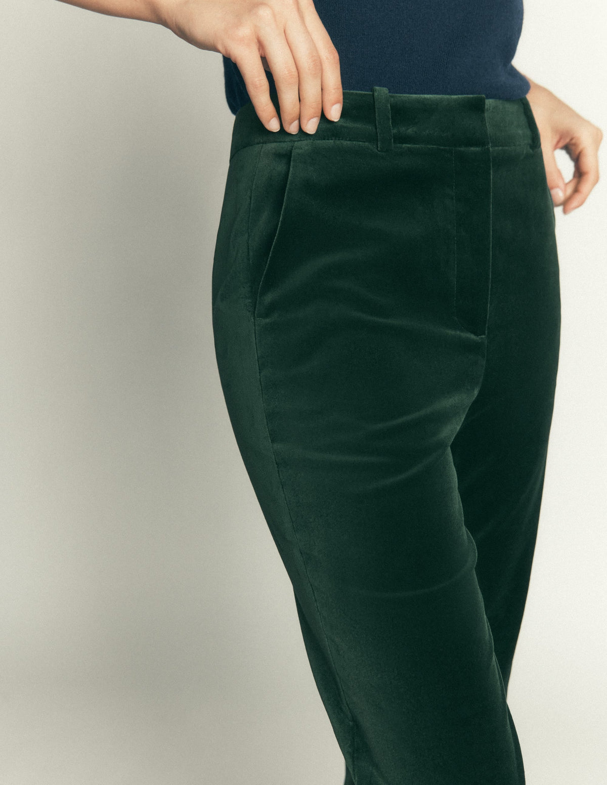 Flare Velvet Trousers-Midnight Emerald