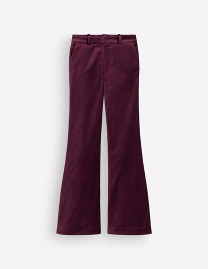 Flare Velvet Trousers-Deep Cherry