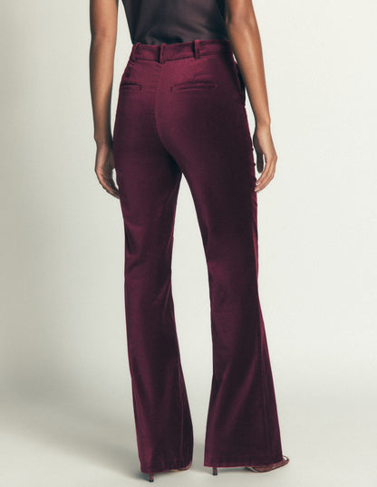 Flare Velvet Trousers-Deep Cherry