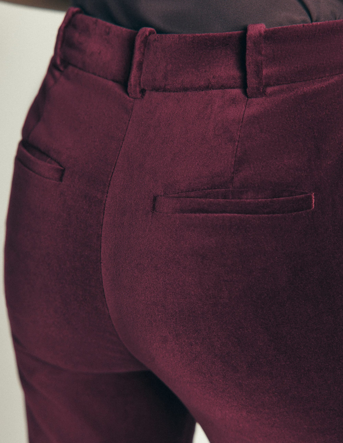 Flare Velvet Trousers-Deep Cherry
